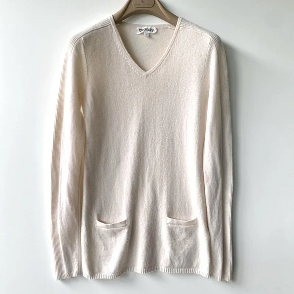 EUC TSE Cashmere Sweater, Long, Pockets, light rose cream, size S - Picture 1 of 8